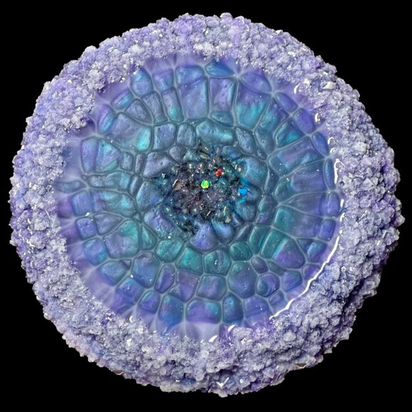 Abalone Larimar Crystal Edge Vanity Tray | Perfume Tray | Jewelry Tray - Picture 1 of 2